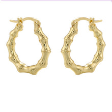Load image into Gallery viewer, Ladies Girls Gold Plated Bamboo Joint Huggie Small  Earrings
