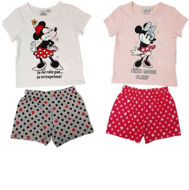 Girls Minnie Mouse Need More Sleep Shortie Nightwear Pj Top & Shorts Pyjamas Set