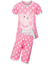 Load image into Gallery viewer, Girls Peppa Pig Pink Spotty Shorties Pyjamas Set
