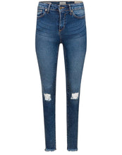 Load image into Gallery viewer, Ladies Blue Distressed Super Skinny Ripped Knee Jeans
