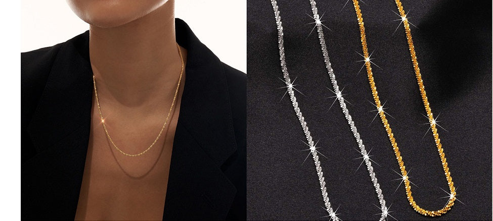 Luxury Twist Gold Silver Color Shiny Glossy Chain Choker Necklace