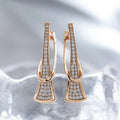 Ladies Rose Gold Triangle Inlay Full Paved Zircon Curve Clip Back Women Earrings