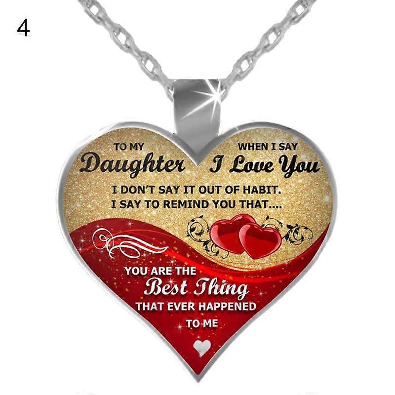 Gold Plated Silver Girls Daughters Gift I love you Heart Pendant Link Necklace
