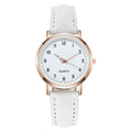 Ladies White Round Rose Gold Trim Quartz Diamond Studded Luminous Wristwatch