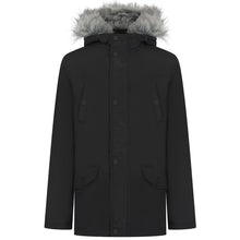 Load image into Gallery viewer, Boys Brave Soul Black Grey Furry Trim Wonderwall Parka School Jacket
