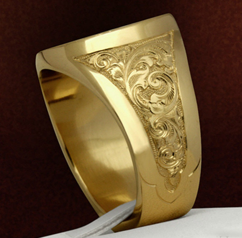 Mens 18K Gold Filled Lion Shield Badge Coat Of Arms Signet Rings