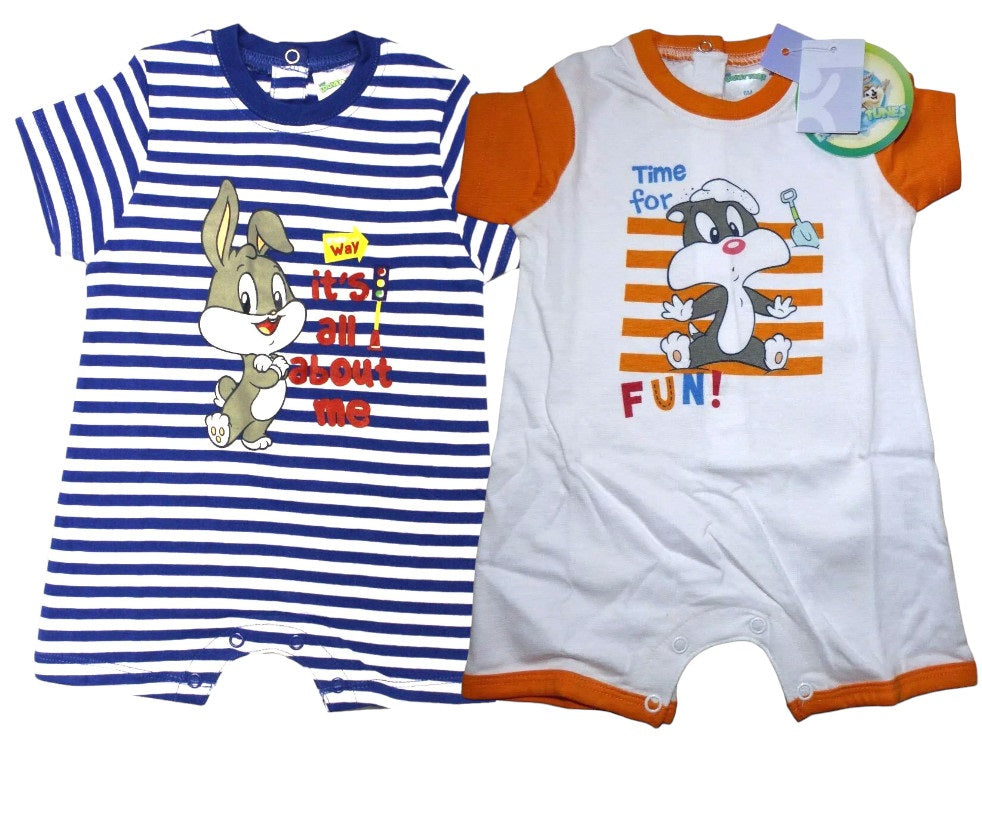 Baby Boy Girl Looney Tunes Funny Short Sleeve Cotton Bodysuit Romper