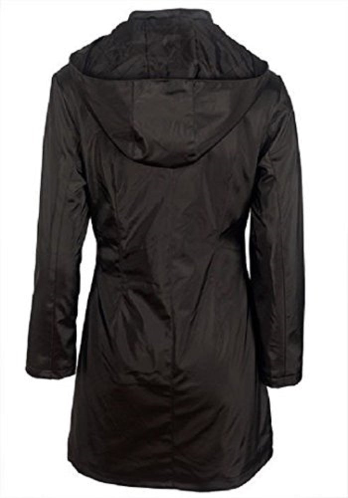 GIRLS BLACK BLUSH DETACHABLE HOOD RAINPROOF WINTER COAT