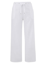 Load image into Gallery viewer, Ladies Julipa White Linen Blend Pull On Drawstring Trousers
