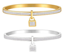 Load image into Gallery viewer, Ladies Luxury Crystal Lock Pendant Titanium Steel Bracelet Bangles
