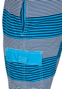 Mens Blue Multi Fine Stripes Drawcord Mesh Lined Swimming Shorts