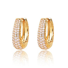 Load image into Gallery viewer, Ladies Girls Luxury Gold Plated Paved Dazzling CZ Stone Creole Huggie Earrings

