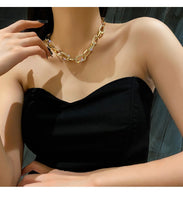 Load image into Gallery viewer, Ladies Gold Silver Thick Rectangular Link Chain Crystal Choker Necklace
