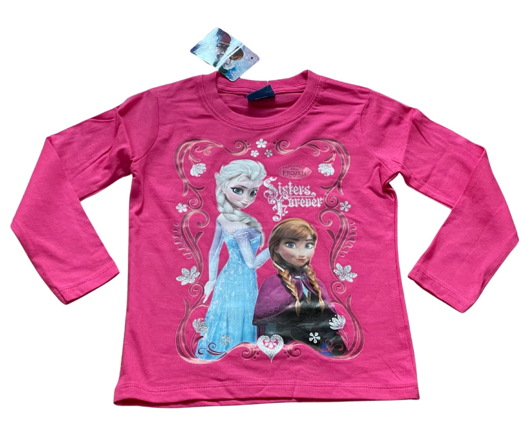 Girls Frozen Cerise Sisters Forever Cotton Long Sleeve Tunic Tops