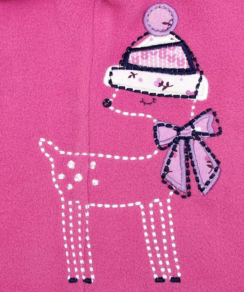 Baby Girls Pink Multi Abstract Print Embroidery Motif Hooded Fleece Light Jacket