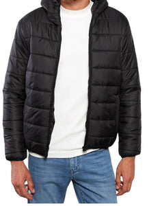 Mens Puffer Hooded Jackets Quilted Lightweight Padded Windproof Coat