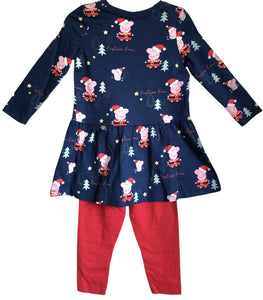 Girls Peppa Pig Christmas Top Dress & Leggings Sets