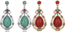 Load image into Gallery viewer, Ladies Ethnic Retro Tibetan Red Turquoise Water Drop Earrings
