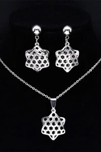 Ladies Silver Stars Cutout Hollow Layered Necklace Sets