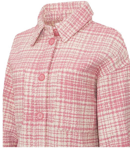 Ladies Threadbare Pink Check Drake Shacket Dress Jacket