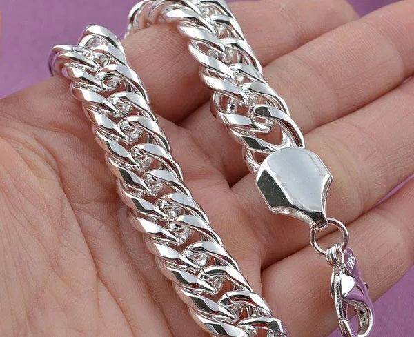 Ladies 925 Sterling Silver Solid Weave Chain Thick Bracelets