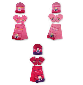 Girls Pink Multi Minion Despicable Me "I Don't Share" Hat Scarf & Gloves Sets