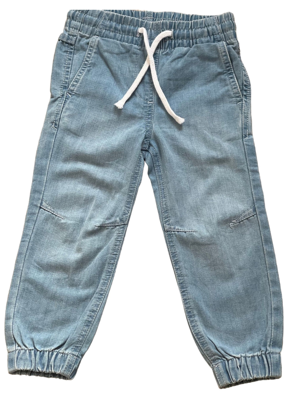 Boys Light Dark Blue Wash Elasticated Waist Cotton Cuffed Hem Jogger Denim Jeans