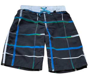 Boys Zero Xposur Black Check Bermuda Surf Swimming Shorts 8-20yrs