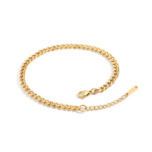 Ladies Gold 316L Stainless Steel Cuban Link Thick Anklet
