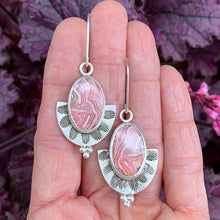Load image into Gallery viewer, Ladies Silver Plated Pink Gemstone Vintage Drop Dangling Hook Earrings
