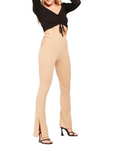 Load image into Gallery viewer, Ladies O-Ring Cut Out Side Flared Stretchy Elasticated Waist Trousers
