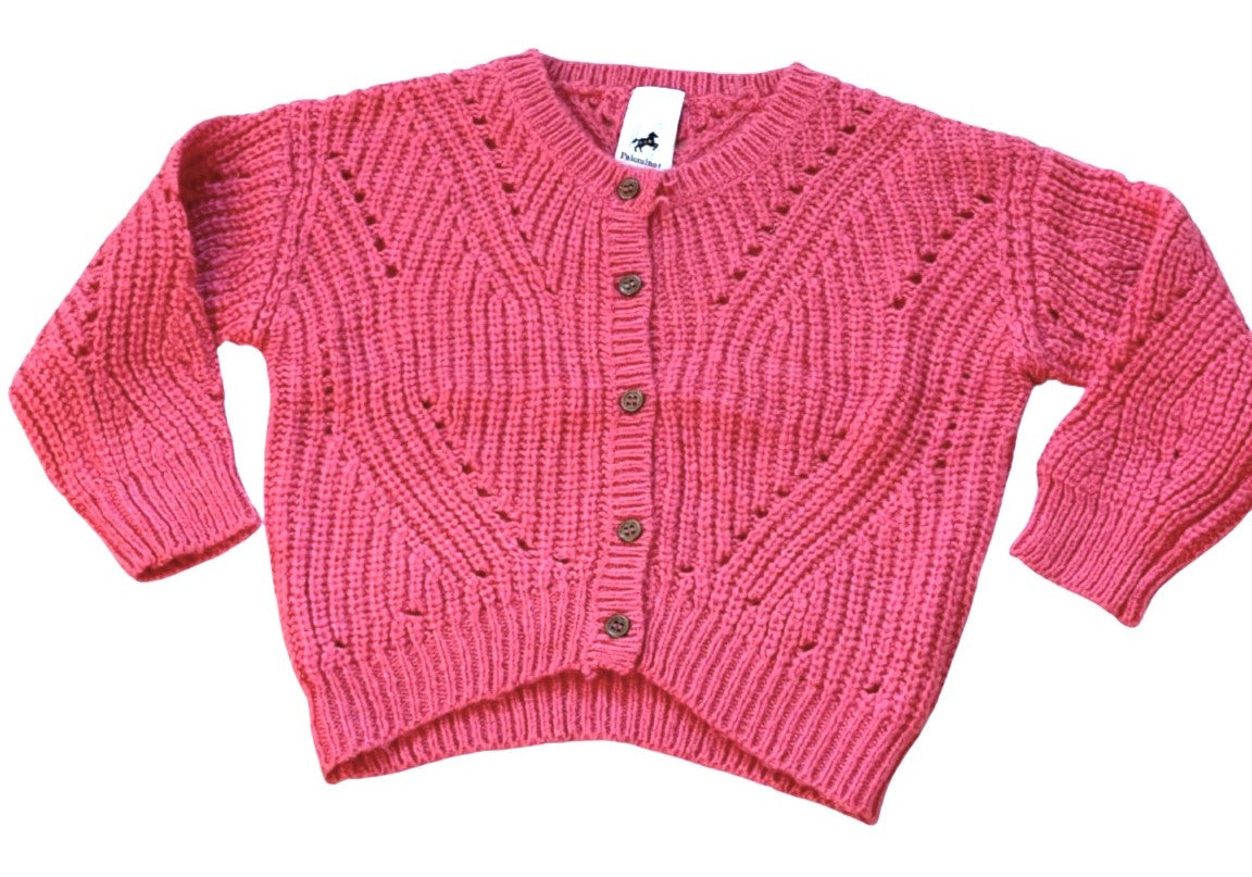 Girls Pink Soft Knitted Button Down Long Sleeve Cardigan