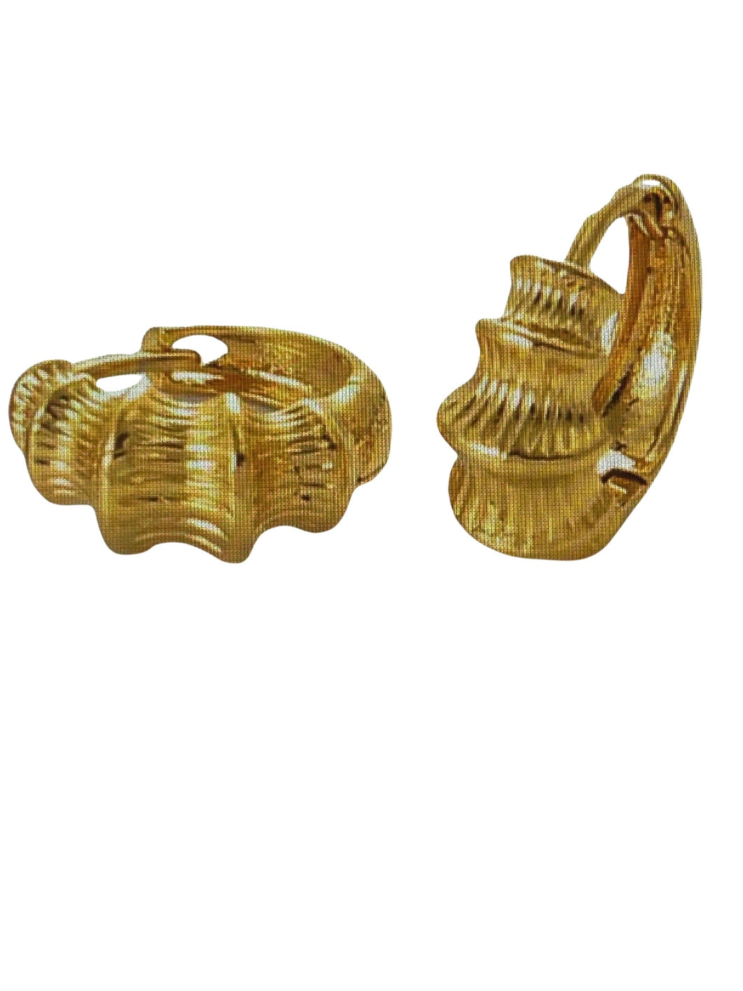 Ladies Girls Small Thick Mid Stripe Bamboo Joint Gold Plated Earrings