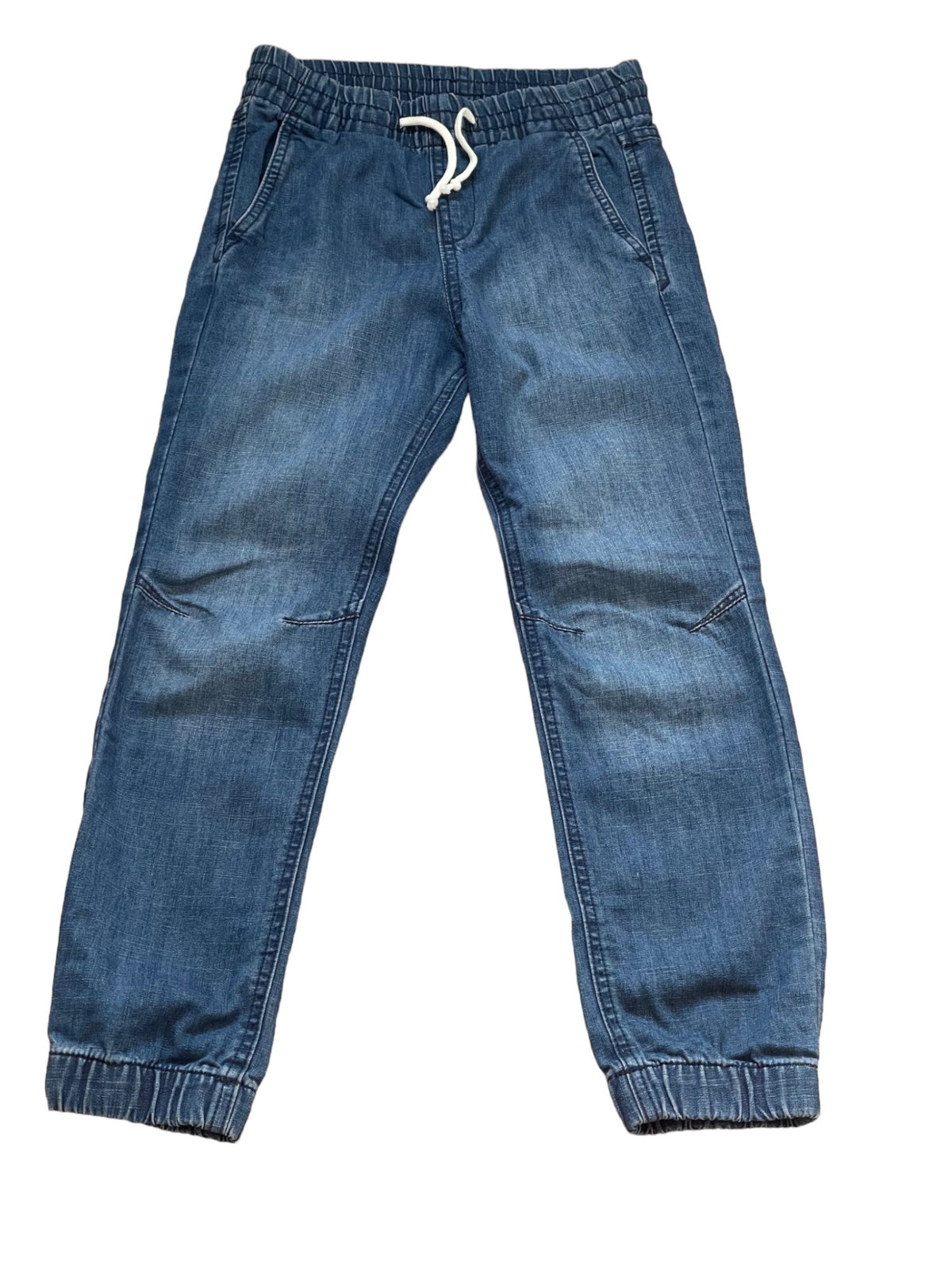 Boys Light Dark Blue Wash Elasticated Waist Cotton Cuffed Hem Jogger Denim Jeans