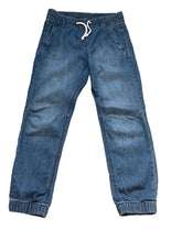 Load image into Gallery viewer, Boys Light Dark Blue Wash Elasticated Waist Cotton Cuffed Hem Jogger Denim Jeans
