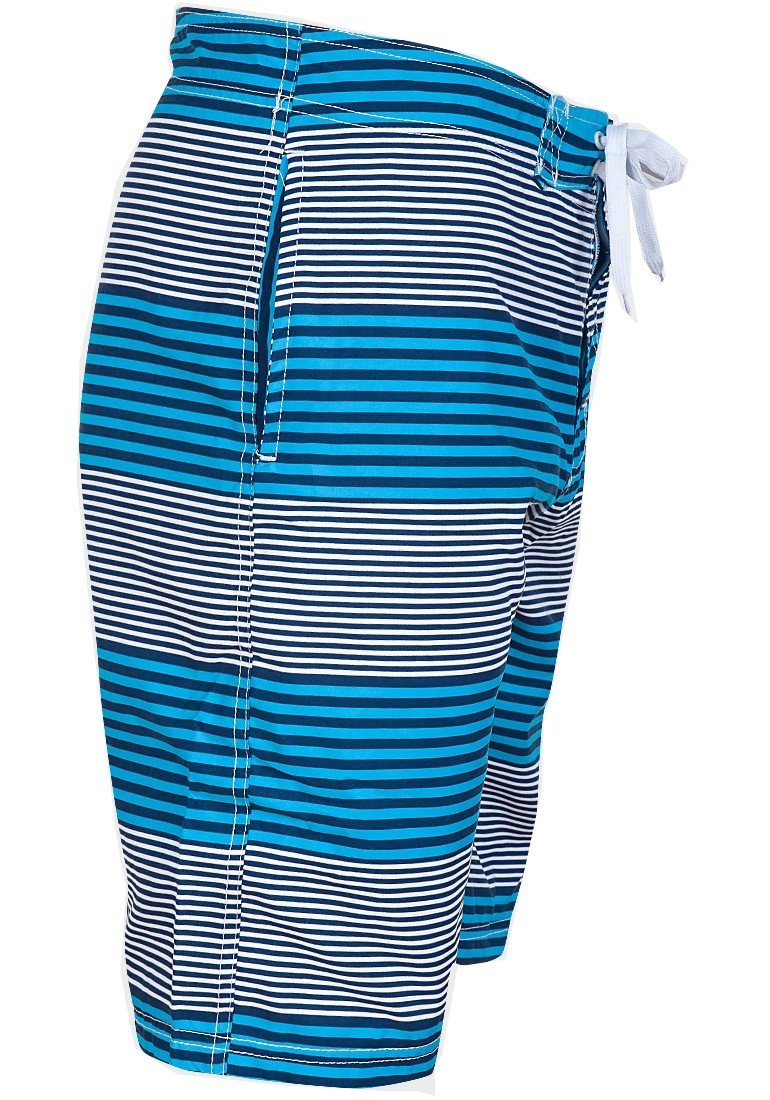 Mens Blue Multi Fine Stripes Drawcord Mesh Lined Swimming Shorts