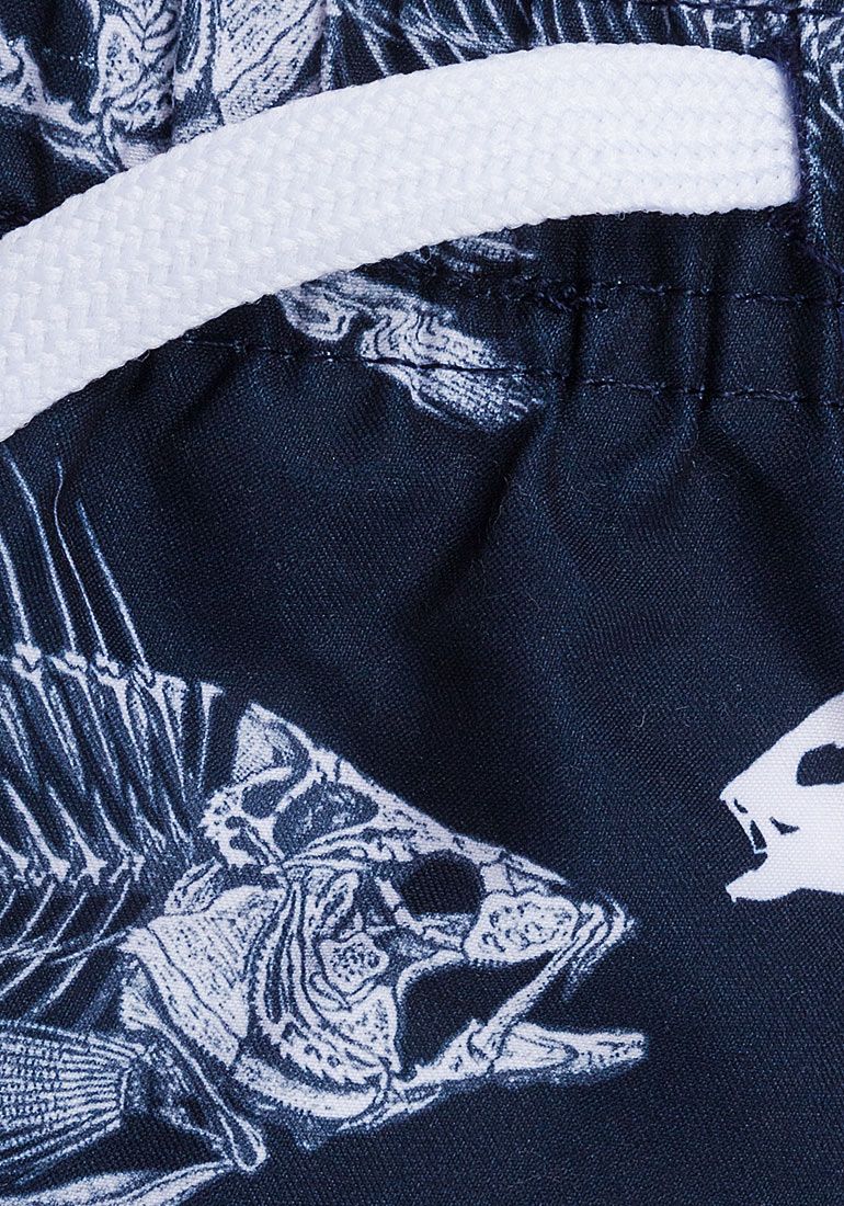 Boys Minoti Navy Fish Bone Print Swimming Shorts