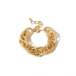 Ladies Gold Chunky Thick Circular InterLink Chain Bracelets