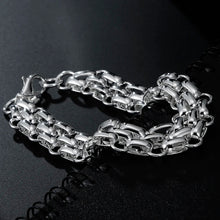 Load image into Gallery viewer, Ladies 925 Sterling Silver Interlocking Circle Thick Handchain Womens Bracelet
