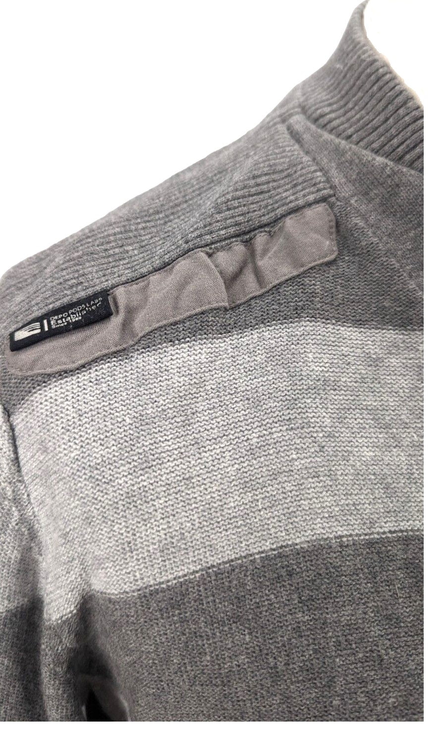 Mens George Grey Striped Twin Effect Knit Jumper.