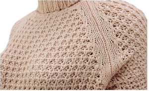 Ladies Peach Waffle Knitted Roll Neck Long Sleeve Jumper