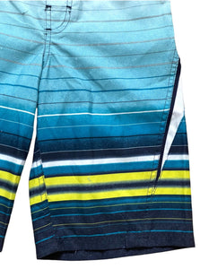 Boys White Blue Multi Stripes Surf Beach Swimming Shorts