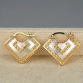 Ladies Gold Plated Two Tone Hollow Cutout Layer Hoop Earrings