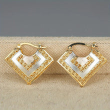 Load image into Gallery viewer, Ladies Gold Plated Two Tone Hollow Cutout Layer Hoop Earrings
