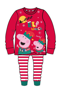 Boys Girls Peppa Pig Elf Watch Cotton Christmas Nightwear