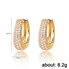 Load image into Gallery viewer, Ladies Girls Luxury Gold Plated Paved Dazzling CZ Stone Creole Huggie Earrings
