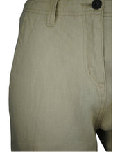 Load image into Gallery viewer, Ladies Beige Linen Cargo Carpri Crop Adjustable Waist Trousers
