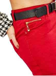 Ladies Brick Zipped Ankle Cuff Cotton Rich Smart Trousers