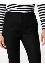 Load image into Gallery viewer, Ladies Black Mia Cropped Discreet Elasticated Waist Cotton Plus Size Trousers
