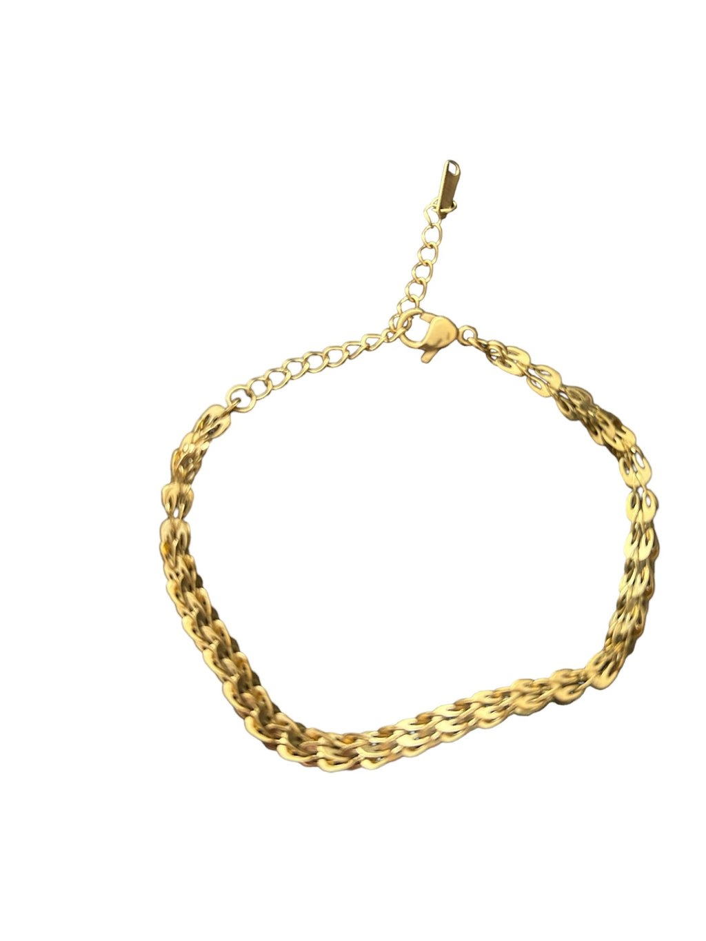 Ladies Gold 316L Stainless Steel Double Inter Link Chain Anklets